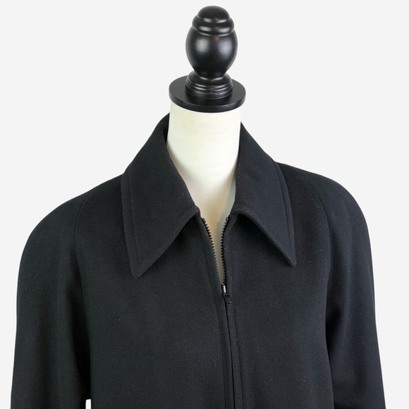 Jones New York Wool Swing Coat Size 12 Black Full Zip Pockets Lined - Picture 2 of 10